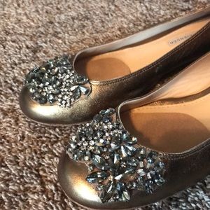 Vera Wang Lavender gold jeweled flats